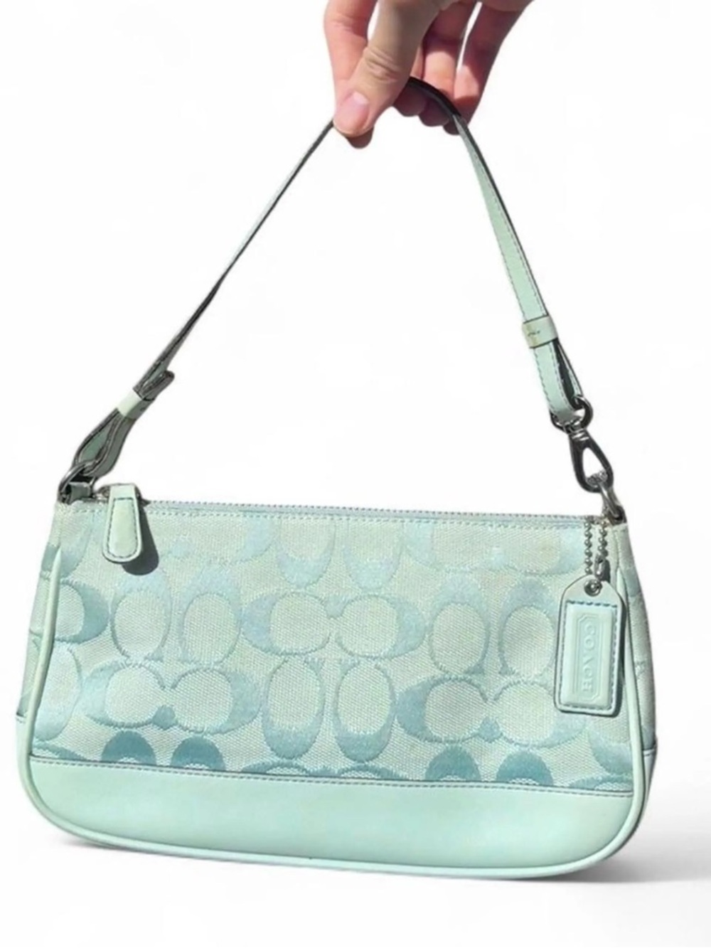 Coach Mint Green Signature Mini Shoulder Bag